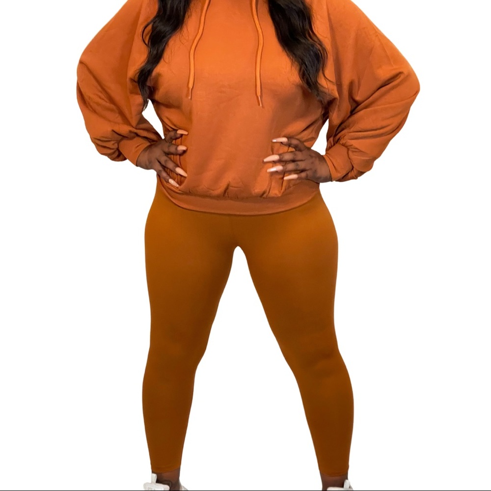 RUN THE CITY BURNT ORANGE HOODIE SET